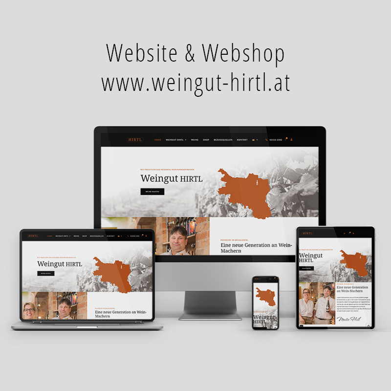 Website & Webshop für das Weingut Hirtl von EINSigartig Webdesign & Werbung.